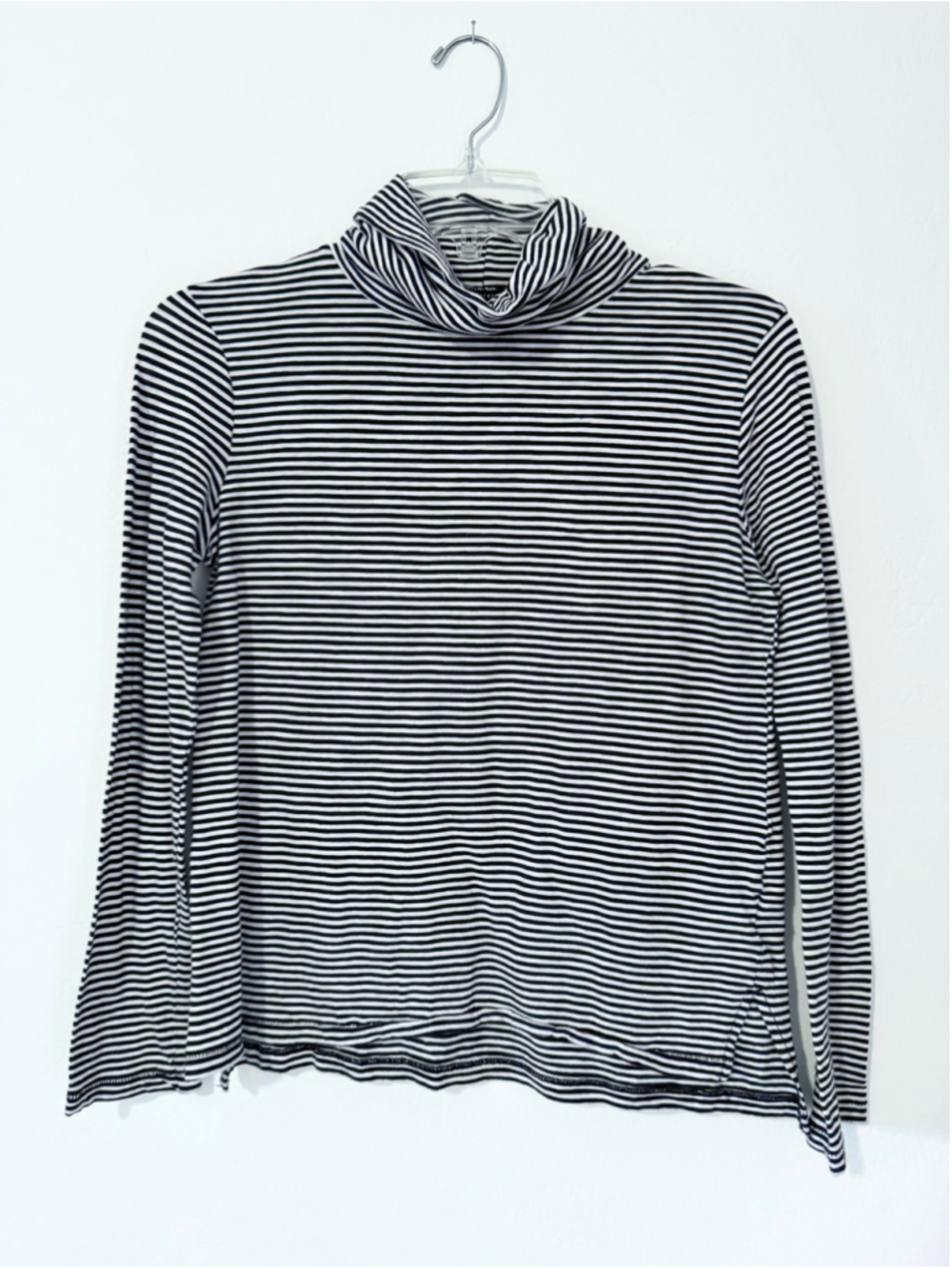 Women's Madewell Long Sleeve Turtleneck Tee, XS, Black and White Striped